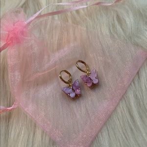 Purple Butterfly Stone Earrings